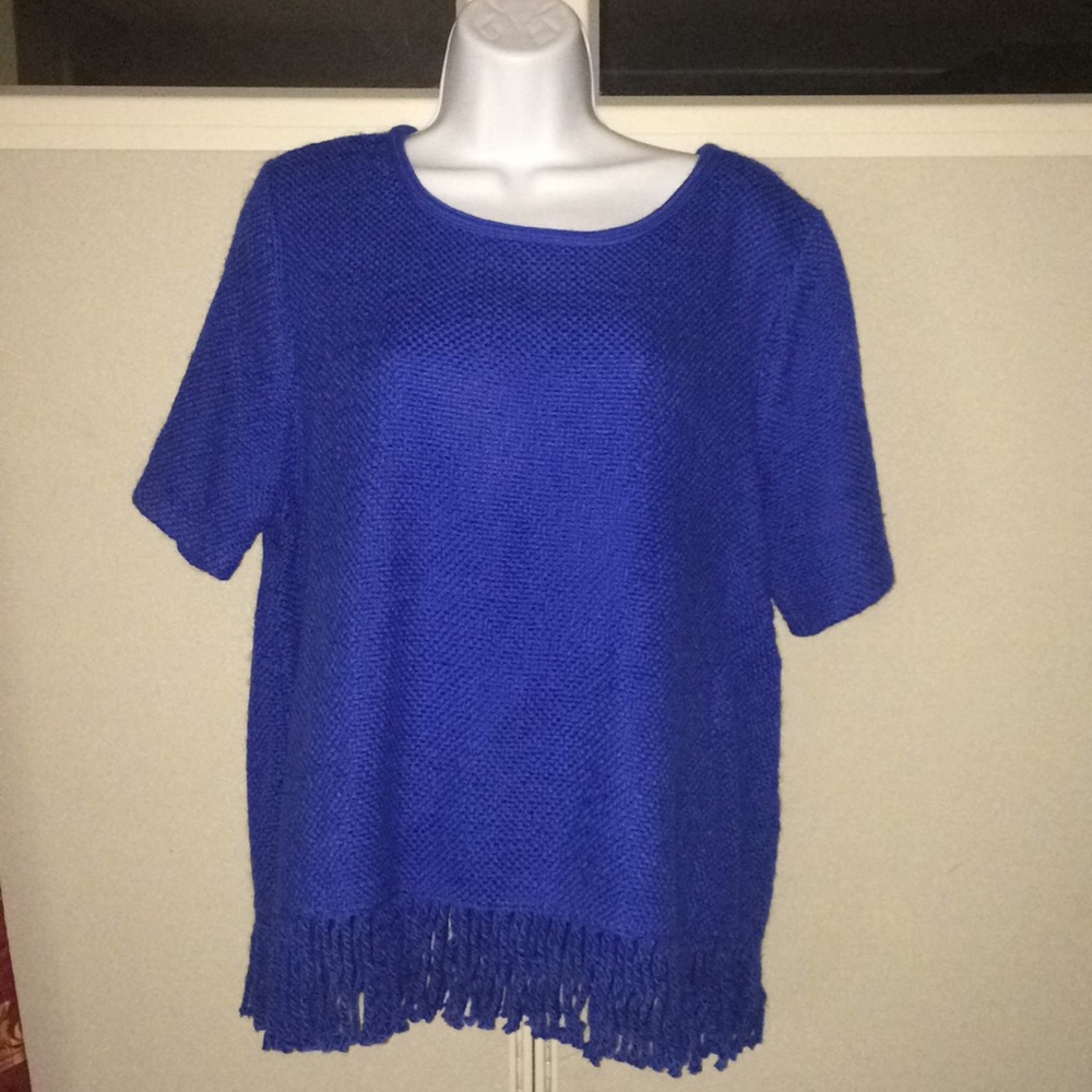 NWT Chico's Blue Fringed Sweater, Size 2